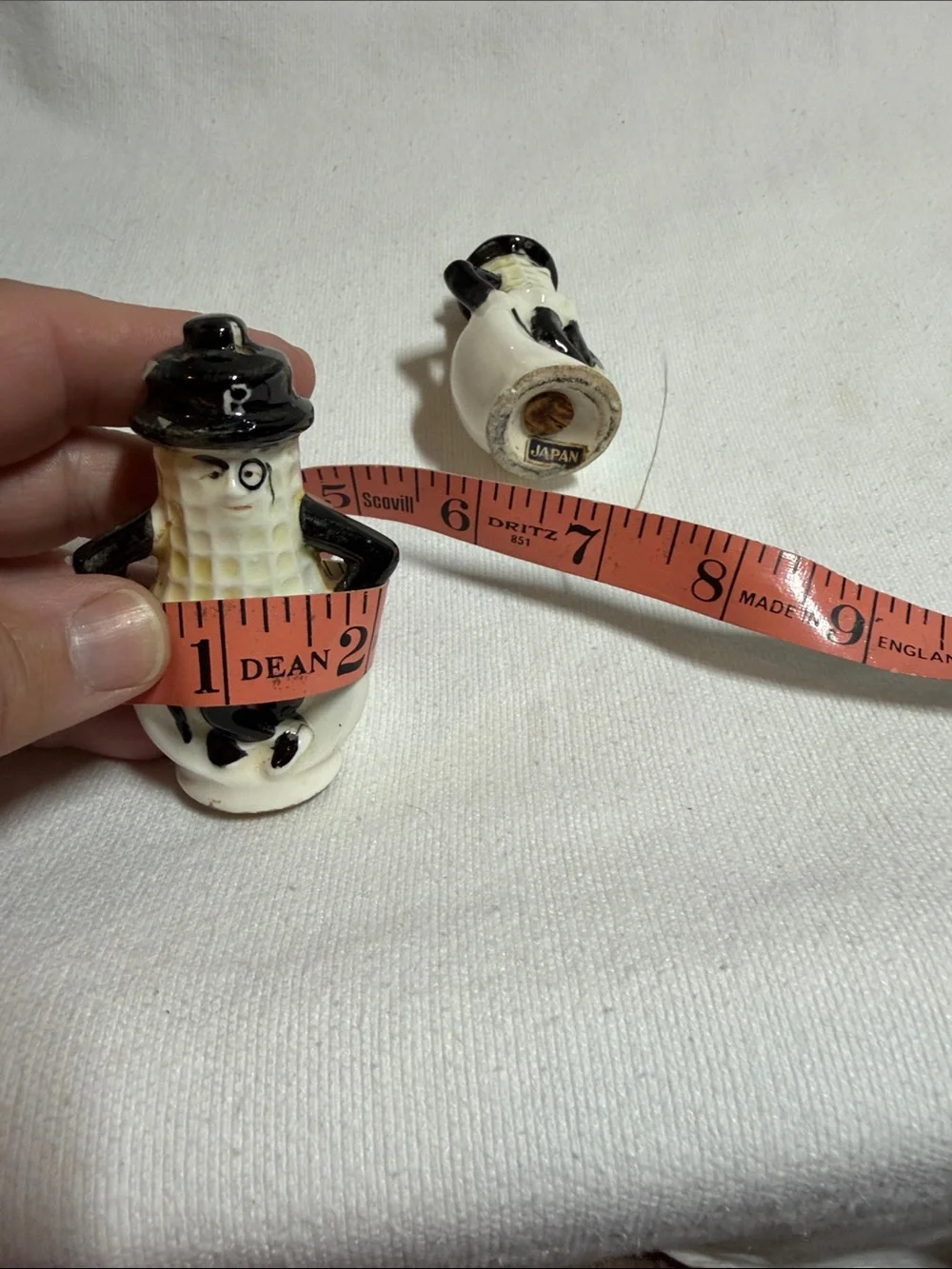 Vintage Ceramic Peanut Character Salt and Pepper Shakers - Black and White